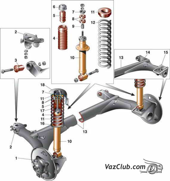 задняя подвеска ваз 2110, ваз 2111, ваз 2112