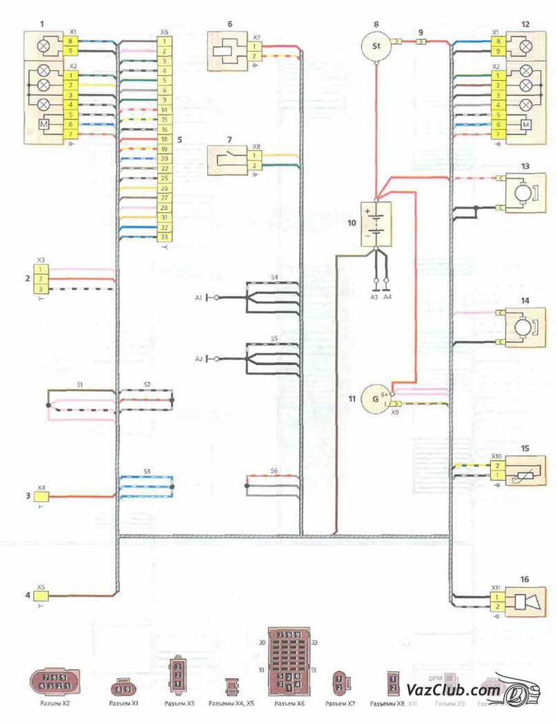 Схема соединений жгута проводов панели приборов лада калина 1 3 4 5 колодки жгута проводов панели приборов для...