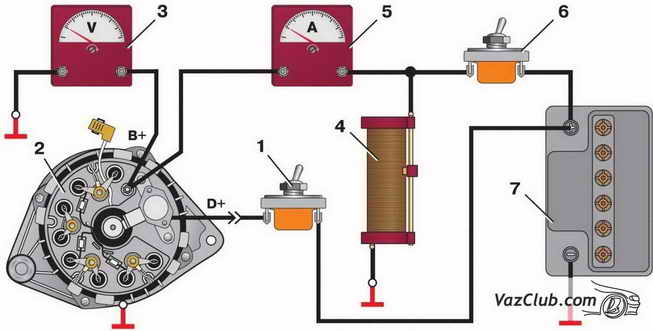 схема соединений для проверки генератора осциллографом
