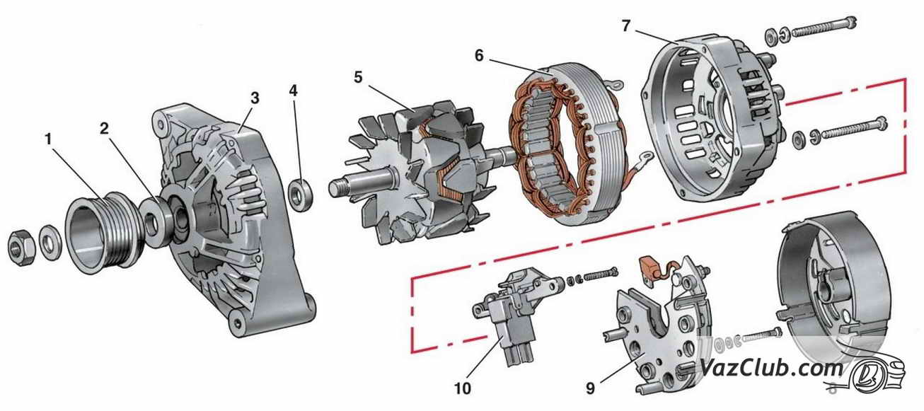 разборка и сборка генератора ваз 2113, ваз 2114, ваз 2115
