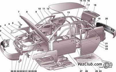 каркас кузова ваз 2110, ваз 2111, ваз 2112