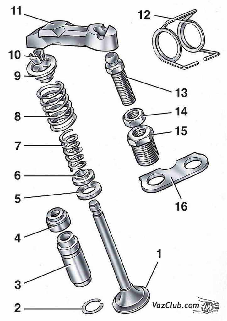клапанный механизм ваз 2107, ваз 2105, ваз 2104