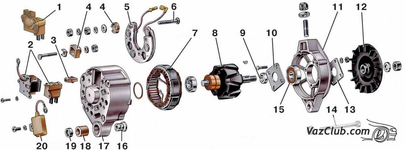 разборка генератора ваз 2107, ваз 2105, ваз 2104