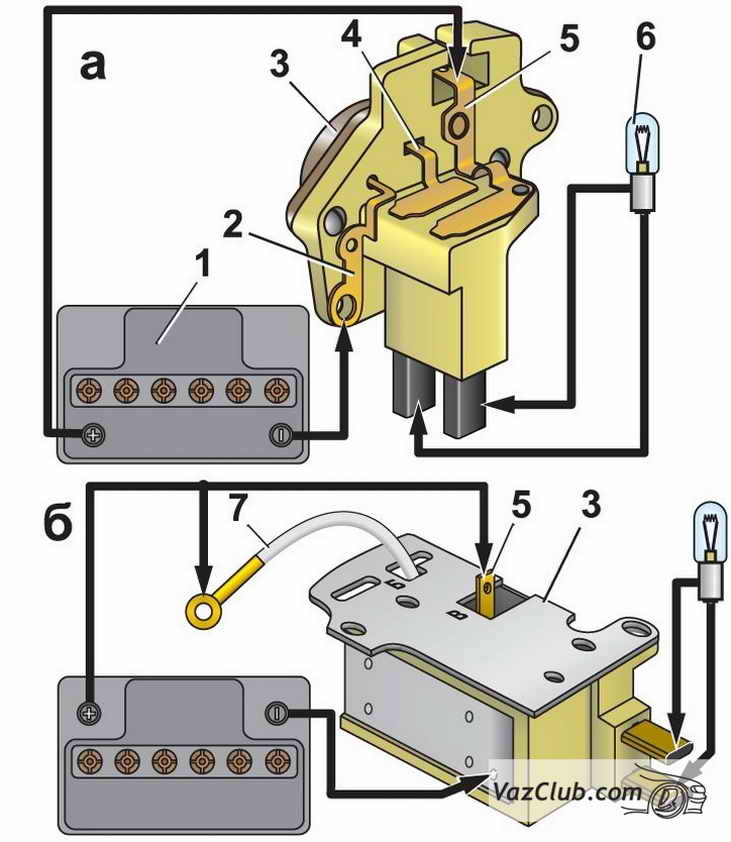 проверка регулятора напряжения генератора ваз 2107, ваз 2105, ваз 2104