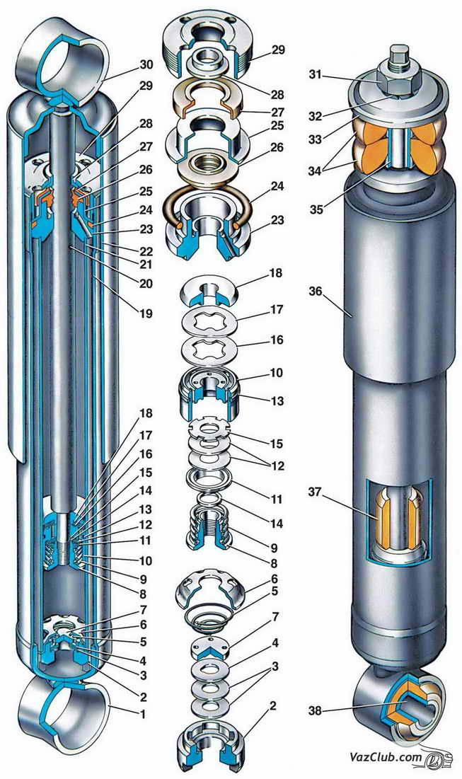 сборка и разборка амортизатора ваз 2107, ваз 2105, ваз 2104