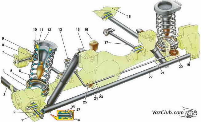 задняя подвеска ваз 2107, ваз 2105, ваз 2104