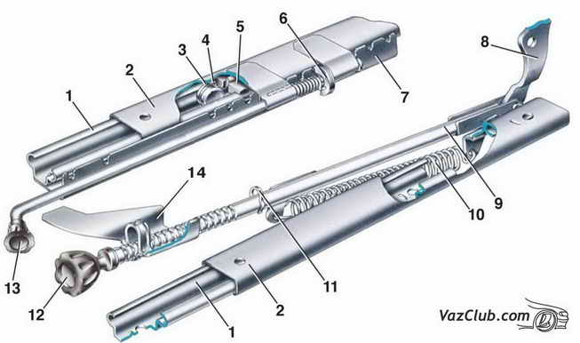 механизмы регулировок переднего сиденья ваз 2107, ваз 2105, ваз 2104