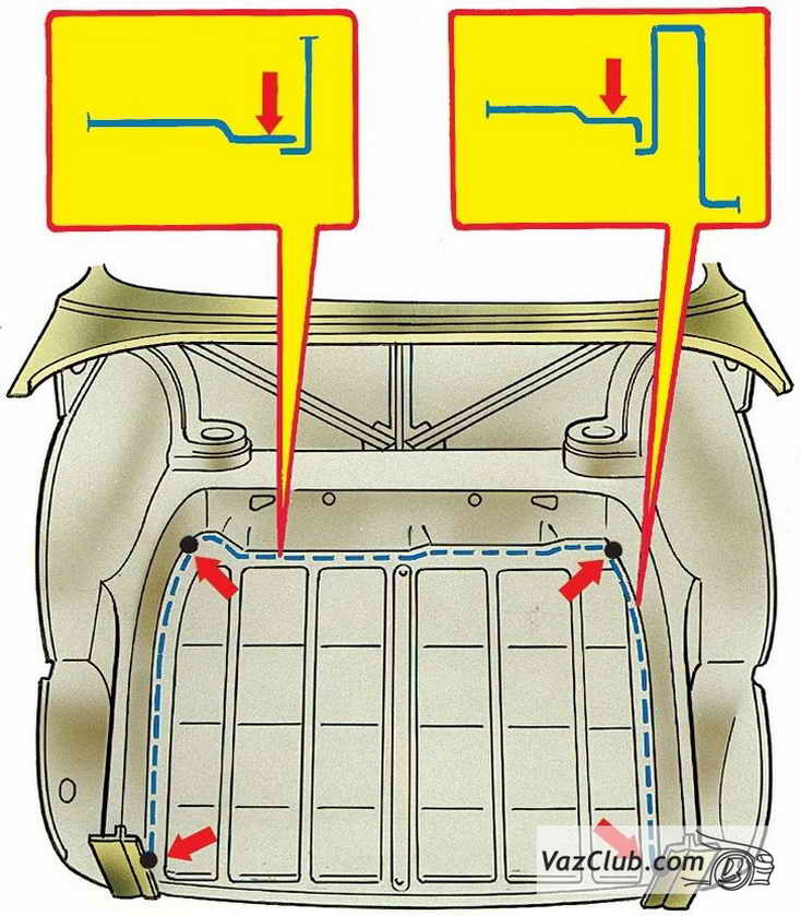 пол задка кузова ваз 2107, ваз 2105, ваз 2104