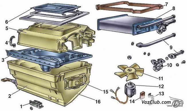 разборка отопителя ваз 2105