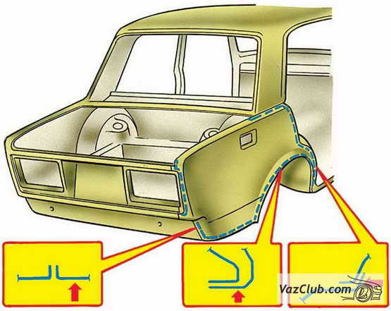 заднее крыло ваз 2107, ваз 2105, ваз 2104