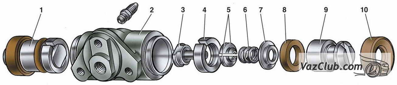 разборка и сборка колесных цилиндров тормозов лада классика