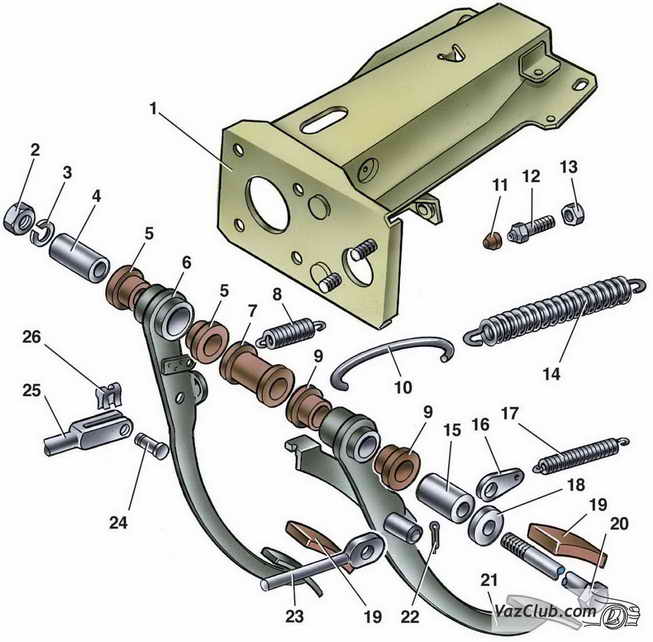 кронштейн педалей сцепления и тормоза ваз 2107, ваз 2105, ваз 2104