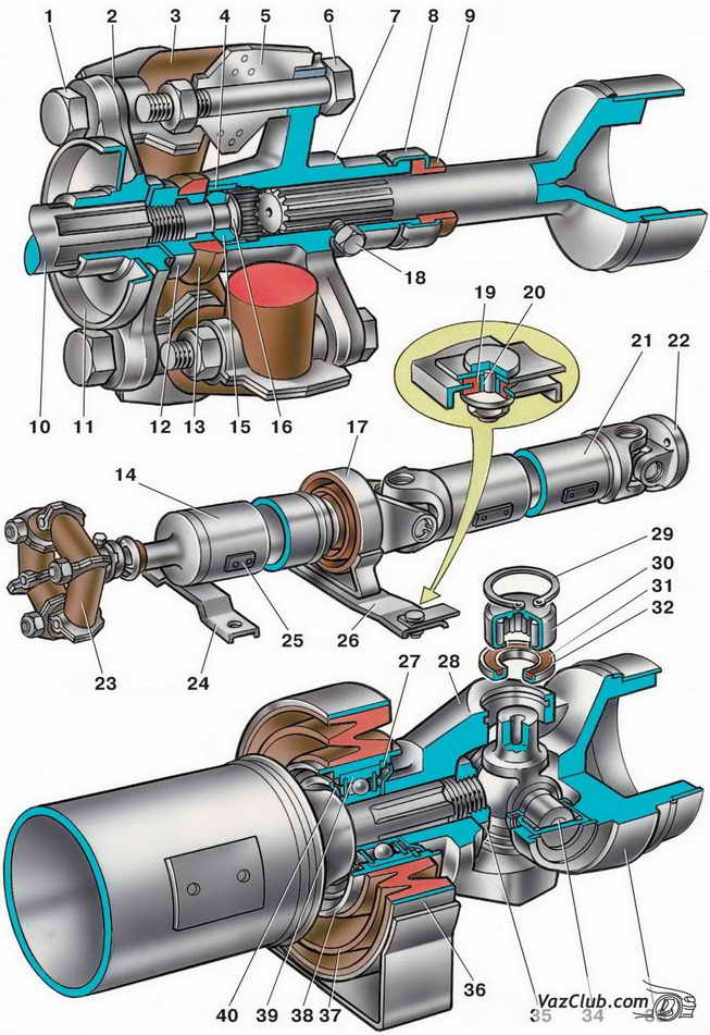карданная передача ваз 2107, ваз 2105, ваз 2104