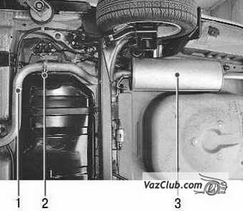 расположение элементов системы выпуска отработавших газов