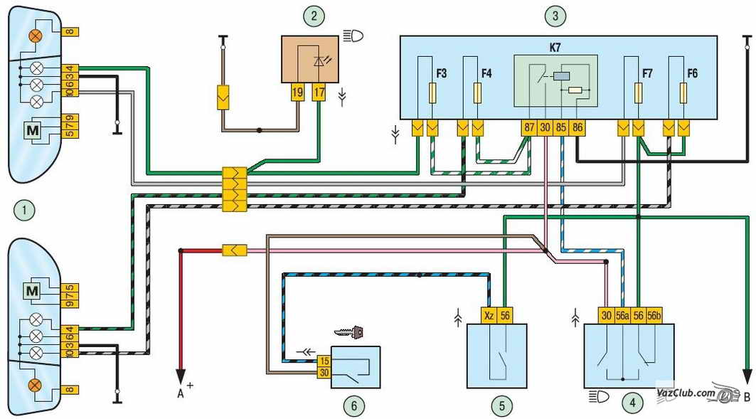 схема включения фар lada priora