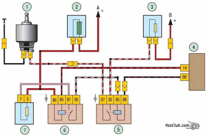 схема включения вентилятора лада приора