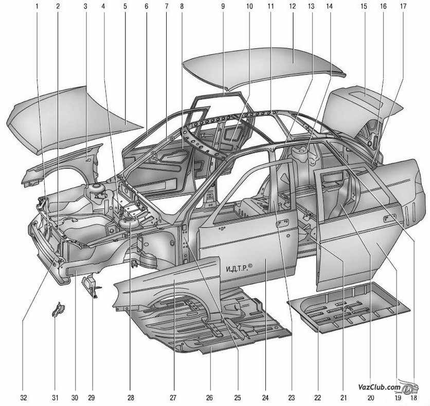 детали кузова лада приора